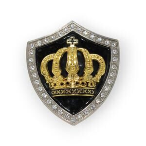Crown Shield Belt Buckle Royalty Cross Gold Black Silver Rhinestone Italia